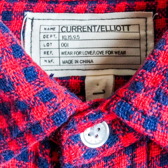 Current/Elliot Womens Size 1 Red Flannel Shirt - Picture 3 of 8